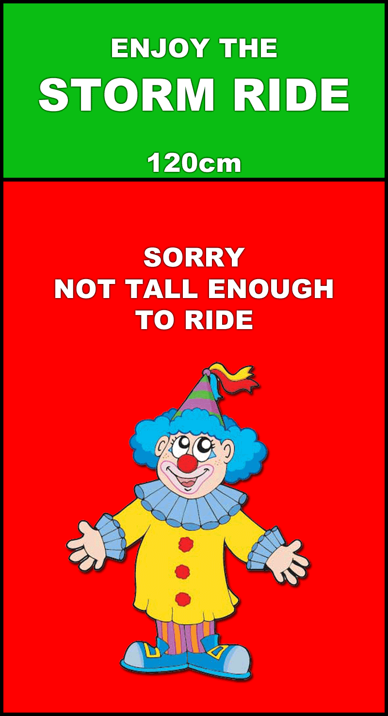 Jubilee Entertainment Storm ride safety sign